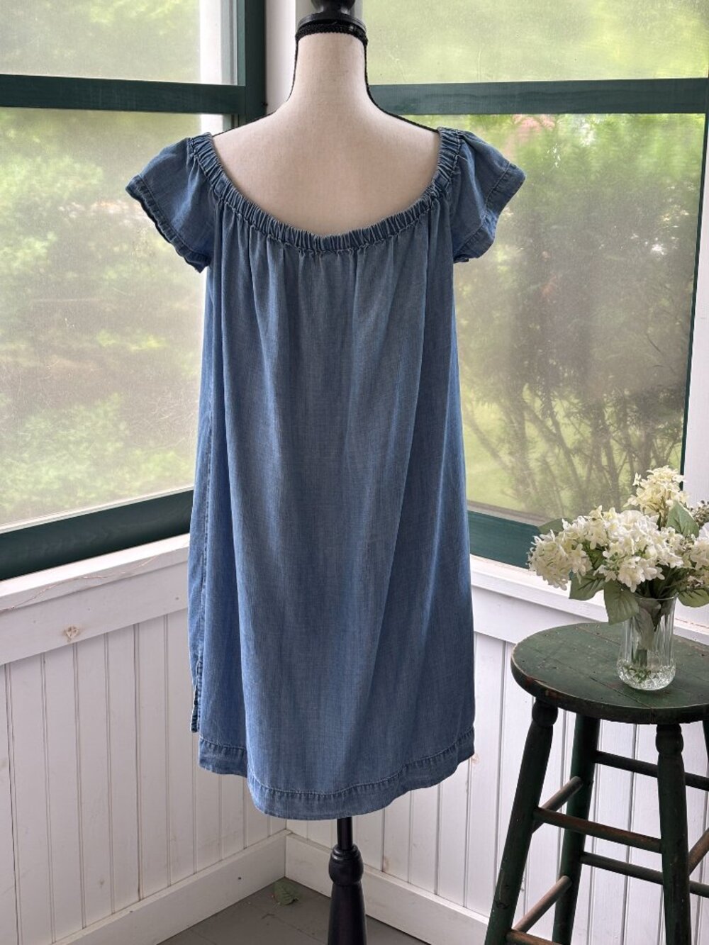 Cloth & Stone Anthropologie Chambray Off-Shoulder Dress M - Picture 3 of 6